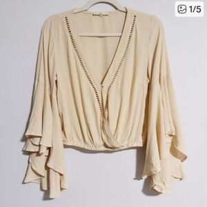 Le Lis - Cream Long Bell Sleeve Top